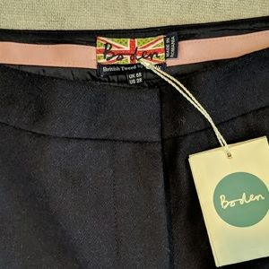 Boden British wool tweed wide leg pants trousers